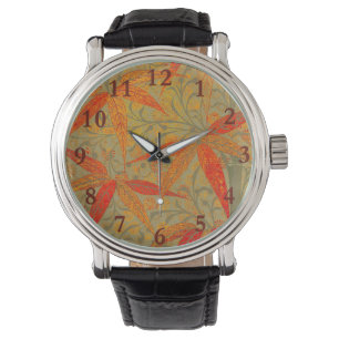 Aardse Bamboo Art Print Sinaasappel Horloge