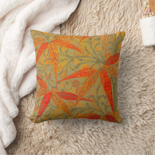 Aardse Bamboo Art Print Sinaasappel Kussen