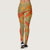 Aardse Bamboo Art  Print Sinaasappel Leggings (Achterkant)