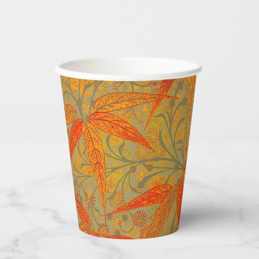 Aardse Bamboo Art  Print Sinaasappel Papieren Bekers (Voorkant)