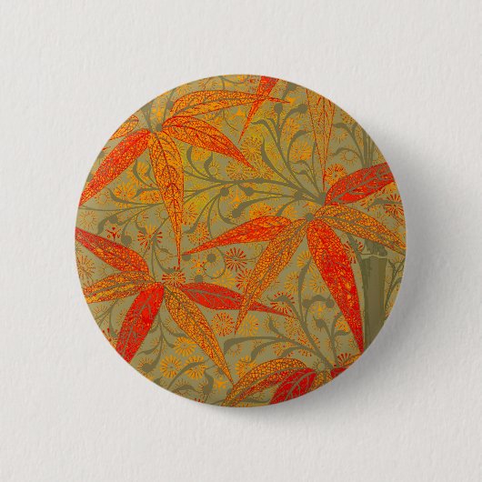 Aardse Bamboo Art Print Sinaasappel Ronde Button 5,7 Cm (Voorkant)