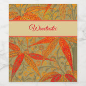 Aardse Bamboo Art  Print Sinaasappel Wijn Etiket (Enkel label)