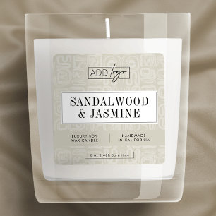 Aardse Beige Boho Patroon Kaars Productlabel Vierkante Sticker