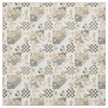 Aardse Beige Patchwork Dekbed Vintage Cottagecore