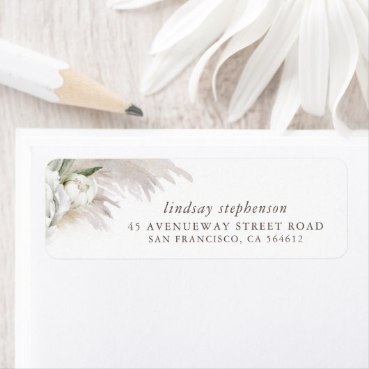 Aardse Blad Pampas Gras Boho Etiket (Insitu)