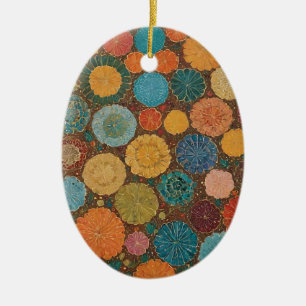 Aardse Bloem Mozaïek Patroon Ornament