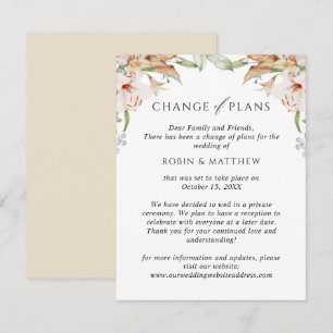 Aardse Bloemen Beige Verandering van Plannen Bruil Aankondiging
