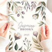 Aardse Bloemen Waterverf 2025 Custom Name Planner