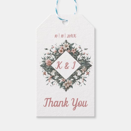 aardse bloemenwijnstok cadeaulabel (Voorkant)