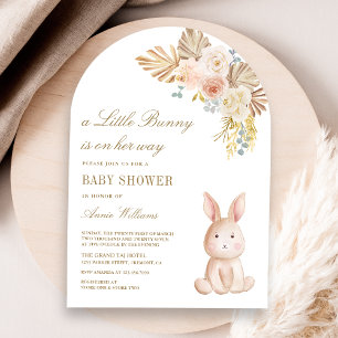 Aardse Bloemige Boho Konijn Baby Shower Boog Kaart