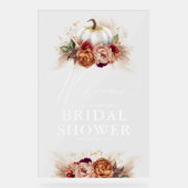 Aardse Bloemige Pompoen Bruiloft Feest Welkom Acryl Bord (Voorkant)