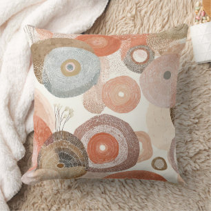 Aardse Boho Abstracte Cirkels Organisch Ontwerp Kussen