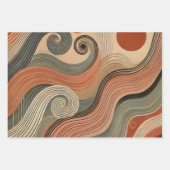 Aardse Boho Abstracte Wavy wervellijnen Inpakpapier Vel (Voorkant 2)