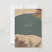 aardse boho chic groen bruiloft RSVP kaartje (Achterkant)