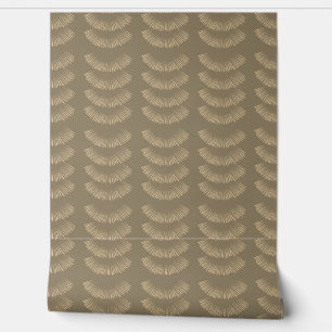 Aardse Boho gevederde patroon sepia Behang