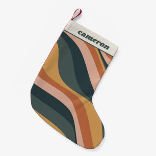 Aardse Boho Golvende Lijnen Terracotta Persoonlijk Kleine Kerstsok