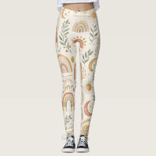 Aardse Boho Regenboog en Botanische Yoga Legging