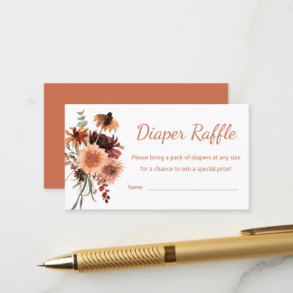 Aardse Boho Terracotta Bloemrijke Luierraffle Informatiekaartje