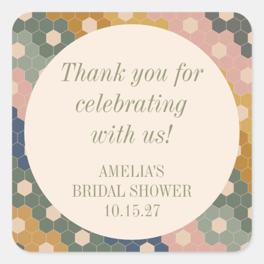 Aardse Boho Vintage Aangepaste Bruidsdouche Dank J Vierkante Sticker (Voorkant)