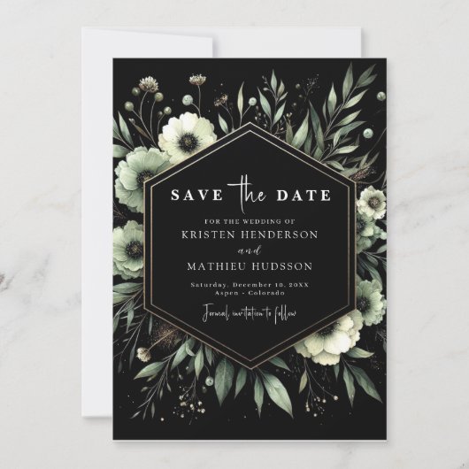 Aardse Botanische Romance Sage Green Wedding Save The Date (Voorkant)