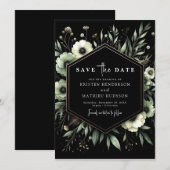 Aardse Botanische Romance Sage Green Wedding Save The Date (Voorkant / Achterkant)