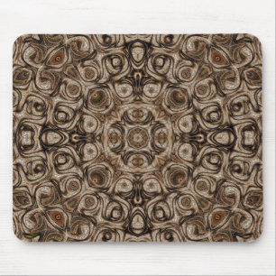 Aardse bruine werveling Mandala met houtnerf effec Muismat