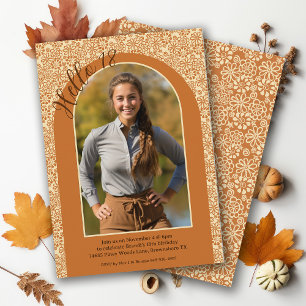 Aardse Crème Tan Floral Boho Country 18e Verjaarda Kaart