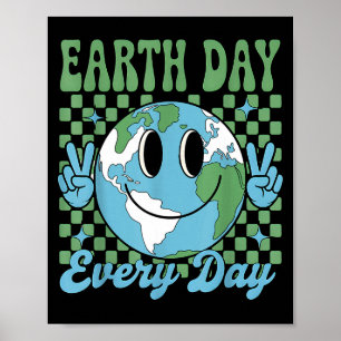 Aardse dag elke dag grappige hippie planeet verjaa poster