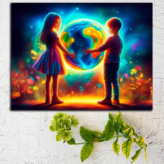 Aardse dag kinderen Wereld milieu natuur Briefkaart