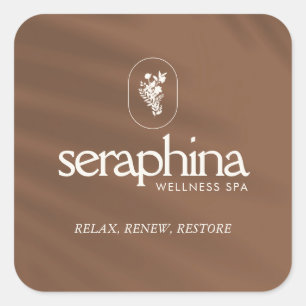 Aardse Elegantie Logo Beauty, Wellness, Spa Rust Vierkante Sticker
