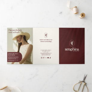 Aardse Elegantie Logo Schoonheid, Spa Donkerrood B Drieluik Kaart