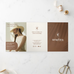Aardse Elegantie Logo Schoonheid, Spa Roest Brochu Drieluik Kaart