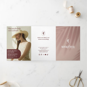 Aardse Elegantie Logo Schoonheid, Spa Roze Brochur Drieluik Kaart