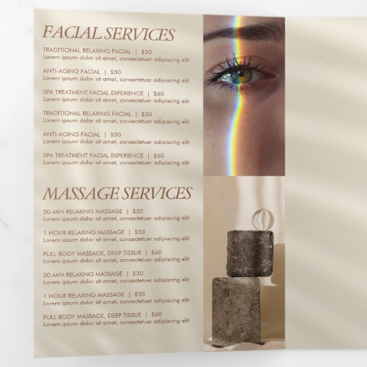 Aardse elegantielogo Schoonheid, Roestige spa-broc Drieluik Kaart (Binnenzijde eerst)