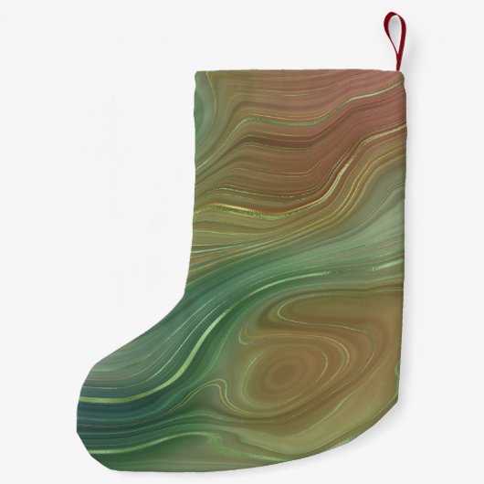 Aardse Emerald Strata | Groene en Gouden Inkt Agaa Kleine Kerstsok (Achterkant)