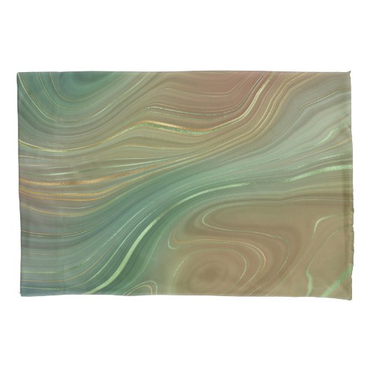 Aardse Emerald Strata | Groene en Gouden Inkt Agaa Kussensloop (Voorkant)