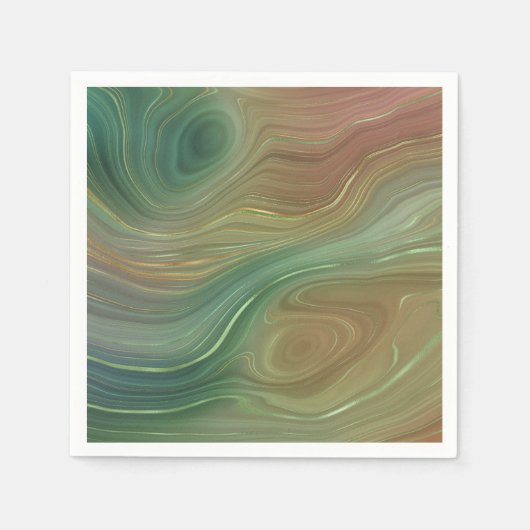 Aardse Emerald Strata | Groene en Gouden Inkt Agaa Servet (Voorkant)