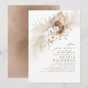 Aardse en witte bloemen Boho Bruiloft Feest Kaart