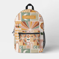 Aardse Geometrische 70s Retro Gepersonaliseerde Na