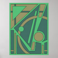 Aardse geometrische Abstract in groen en olijf