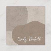 Aardse geweven Abstract modern Taupe Vierkante Visitekaartje (Voorkant)