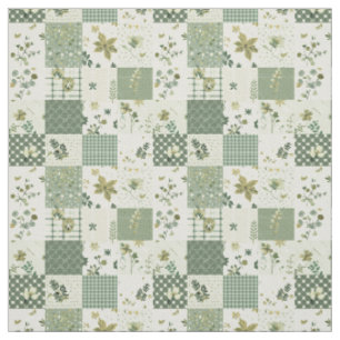 Aardse groene patchworkdeken Vintage Cottagecore Stof