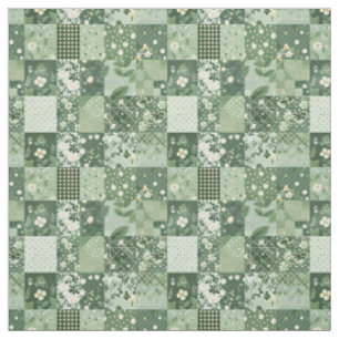 Aardse groene patchworkdeken Vintage cottagecore Stof