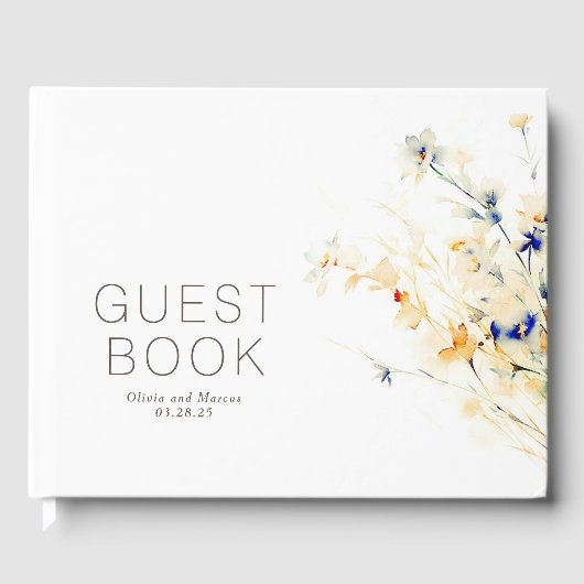 Aardse Herfst bloemen minimalistische bruiloft Gastenboek (Voorkant)