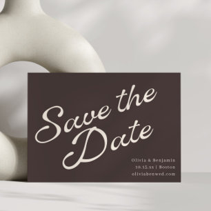 Aardse Herfst Bruine Moderne Retro Script Bruiloft Save The Date