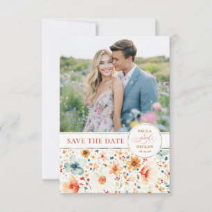 Aardse Herfst Wilde Bloem Save the Date Fotokaart