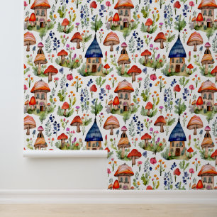 Aardse kleuren grillige Cottage Core Behang