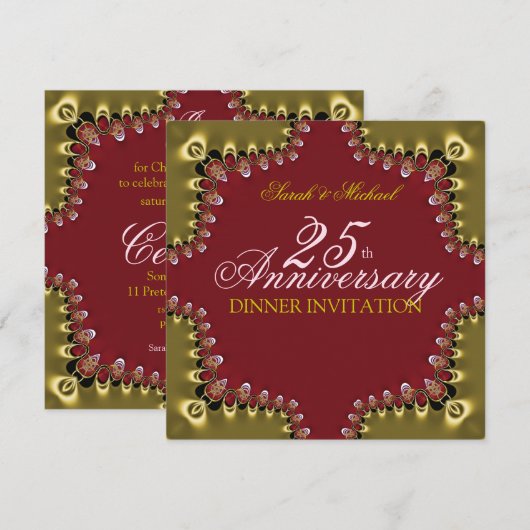 Aardse liefde 25e jubileumdiner uitnodigingen (Voorkant / Achterkant)