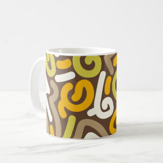 Aardse lus-doodlepatroon in bruin en goud koffiemok