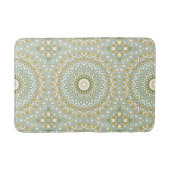 Aardse Mandala in groen, goud en zacht blauw Badmat (Voorkant)